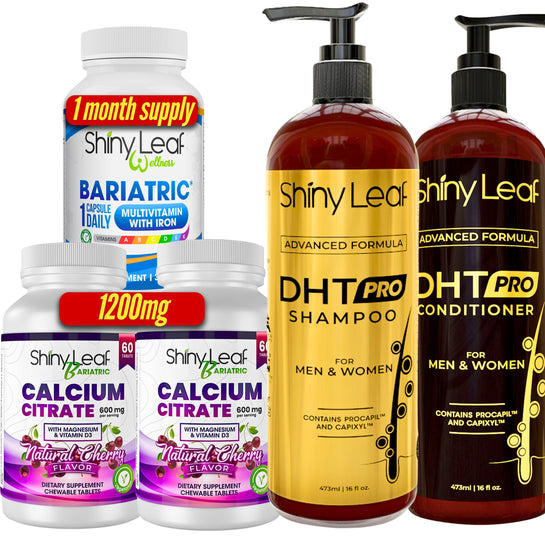 Bariatric Multivitamin with Iron and Chewable Calcium Citrate 1200mg with DHT Pro Shampoo and Conditioner Set